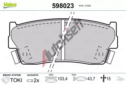 VALEO Sada brzdovch destiek kotouov brzdy VA 598023, 598023
