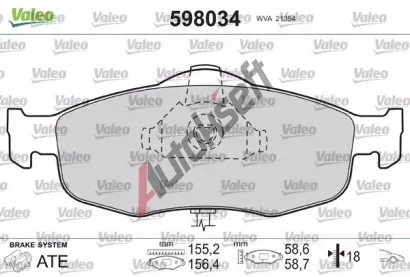 VALEO Sada brzdovch destiek kotouov brzdy VA 598034, 598034