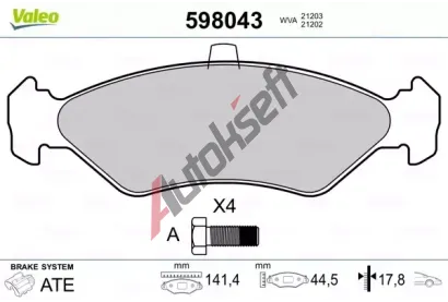 VALEO Sada brzdovch destiek kotouov brzdy VA 598043, 598043