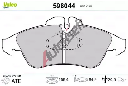 VALEO Sada brzdovch destiek kotouov brzdy VA 598044, 598044