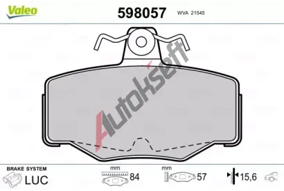 VALEO Sada brzdových destiček kotoučové brzdy VA 598057, 598057 VALEO Sada brzdových destiček kotoučové brzdy VA 598057, 598057
