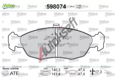 VALEO Sada brzdovch destiek kotouov brzdy VA 598074, 598074