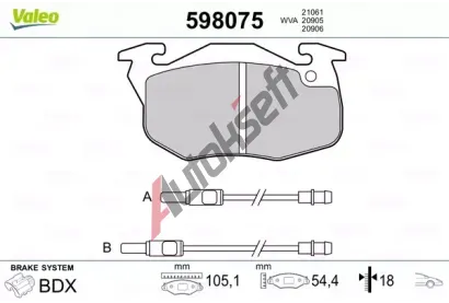 VALEO Sada brzdových destiček kotoučové brzdy VA 598075, 598075 VALEO Sada brzdových destiček kotoučové brzdy VA 598075, 598075