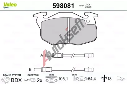 VALEO Sada brzdovch destiek kotouov brzdy VA 598081, 598081