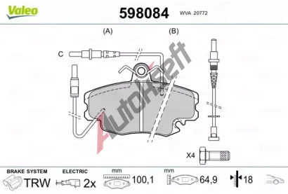 VALEO Sada brzdovch destiek kotouov brzdy VA 598084, 598084