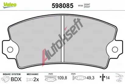 VALEO Sada brzdovch destiek kotouov brzdy VA 598085, 598085