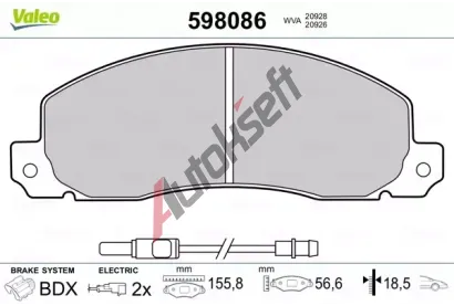 VALEO Sada brzdovch destiek kotouov brzdy VA 598086, 598086