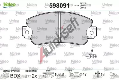 VALEO Sada brzdovch destiek kotouov brzdy VA 598091, 598091