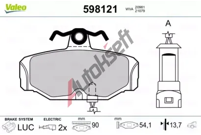 VALEO Sada brzdovch destiek kotouov brzdy VA 598121, 598121