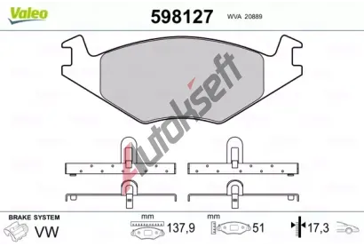 VALEO Sada brzdovch destiek kotouov brzdy VA 598127, 598127