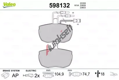 VALEO Sada brzdových destiček kotoučové brzdy VA 598132, 598132 VALEO Sada brzdových destiček kotoučové brzdy VA 598132, 598132