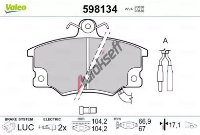 VALEO Sada brzdových destiček kotoučové brzdy VA 598134, 598134 VALEO Sada brzdových destiček kotoučové brzdy VA 598134, 598134