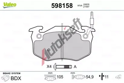 VALEO Sada brzdovch destiek kotouov brzdy VA 598158, 598158