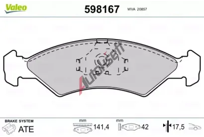VALEO Sada brzdových destiček kotoučové brzdy VA 598167, 598167 VALEO Sada brzdových destiček kotoučové brzdy VA 598167, 598167
