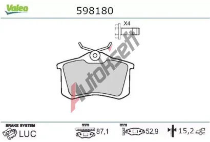 VALEO Sada brzdovch destiek kotouov brzdy VA 598180, 598180