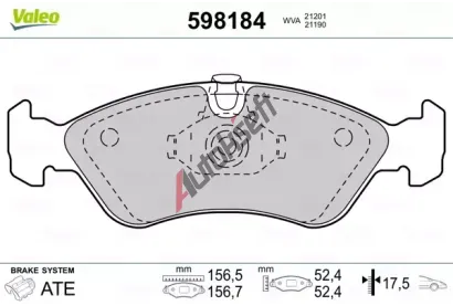 VALEO Sada brzdových destiček kotoučové brzdy VA 598184, 598184 VALEO Sada brzdových destiček kotoučové brzdy VA 598184, 598184