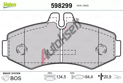 VALEO Sada brzdovch destiek kotouov brzdy VA 598299, 598299