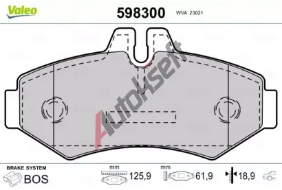 VALEO Sada brzdovch destiek kotouov brzdy VA 598300, 598300