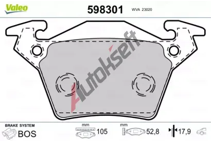 VALEO Sada brzdovch destiek kotouov brzdy VA 598301, 598301