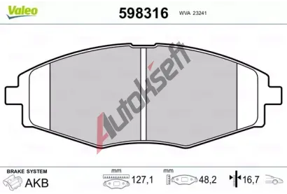 VALEO Sada brzdových destiček kotoučové brzdy VA 598316, 598316  VALEO Sada brzdových destiček kotoučové brzdy VA 598316, 598316