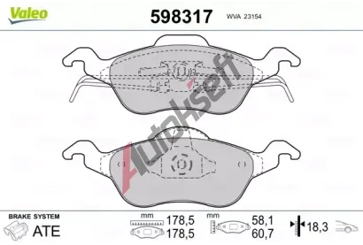 VALEO Sada brzdových destiček kotoučové brzdy VA 598317, 598317  VALEO Sada brzdových destiček kotoučové brzdy VA 598317, 598317