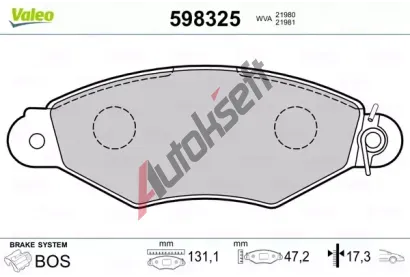 VALEO Sada brzdovch destiek kotouov brzdy VA 598325, 598325