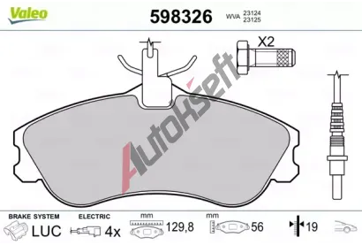 VALEO Sada brzdovch destiek kotouov brzdy VA 598326, 598326
