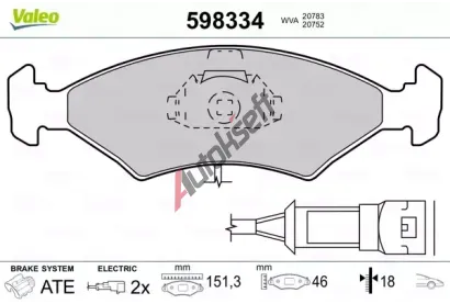 VALEO Sada brzdových destiček kotoučové brzdy VA 598334, 598334 VALEO Sada brzdových destiček kotoučové brzdy VA 598334, 598334