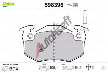 VALEO Sada brzdovch destiek kotouov brzdy VA 598396, 598396