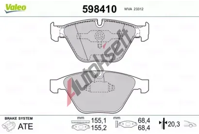 VALEO Sada brzdovch destiek kotouov brzdy VA 598410, 598410