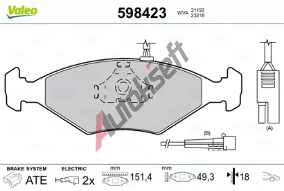 VALEO Sada brzdovch destiek kotouov brzdy VA 598423, 598423