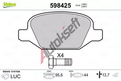 VALEO Sada brzdovch destiek kotouov brzdy VA 598425, 598425