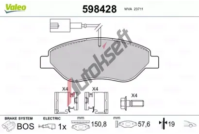 VALEO Sada brzdovch destiek kotouov brzdy VA 598428, 598428