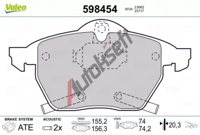 VALEO Sada brzdovch destiek kotouov brzdy VA 598454, 598454