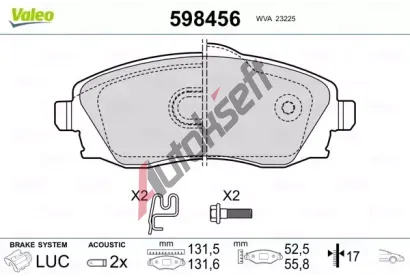 VALEO Sada brzdovch destiek kotouov brzdy VA 598456, 598456