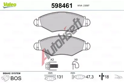 VALEO Sada brzdovch destiek kotouov brzdy VA 598461, 598461