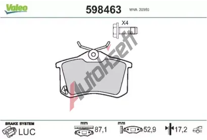 VALEO Sada brzdovch destiek kotouov brzdy VA 598463, 598463