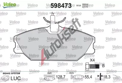 VALEO Sada brzdovch destiek kotouov brzdy VA 598473, 598473
