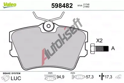 VALEO Sada brzdovch destiek kotouov brzdy VA 598482, 598482