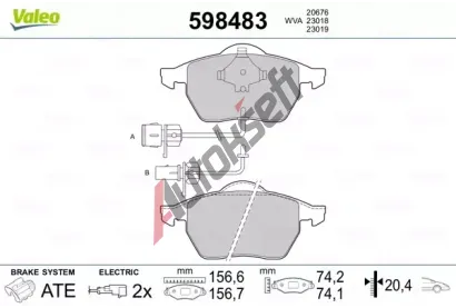 VALEO Sada brzdovch destiek kotouov brzdy VA 598483, 598483