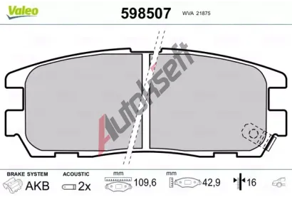 VALEO Sada brzdovch destiek kotouov brzdy VA 598507, 598507