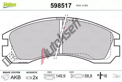 VALEO Sada brzdovch destiek kotouov brzdy VA 598517, 598517