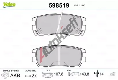 VALEO Sada brzdovch destiek kotouov brzdy VA 598519, 598519