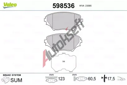 VALEO Sada brzdovch destiek kotouov brzdy VA 598536, 598536
