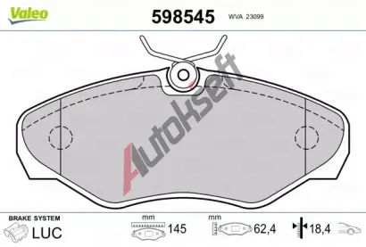 VALEO Sada brzdovch destiek kotouov brzdy VA 598545, 598545