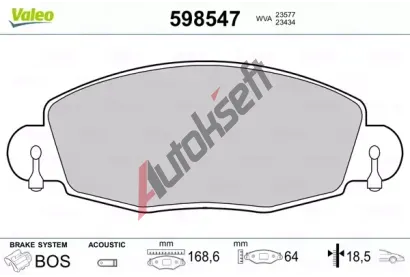 VALEO Sada brzdovch destiek kotouov brzdy VA 598547, 598547