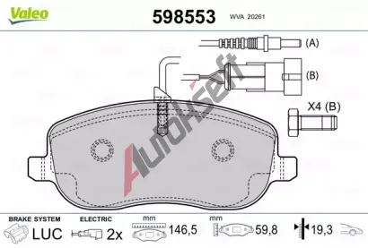 VALEO Sada brzdovch destiek kotouov brzdy VA 598553, 598553