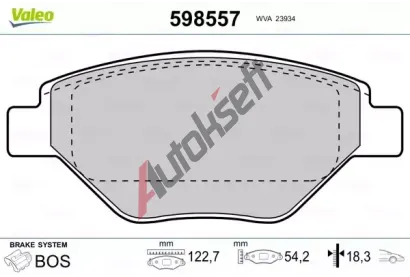VALEO Sada brzdových destiček kotoučové brzdy VA 598557, 598557  VALEO Sada brzdových destiček kotoučové brzdy VA 598557, 598557