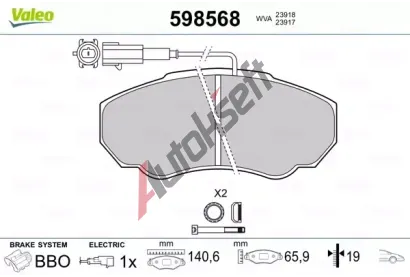 VALEO Sada brzdovch destiek kotouov brzdy VA 598568, 598568