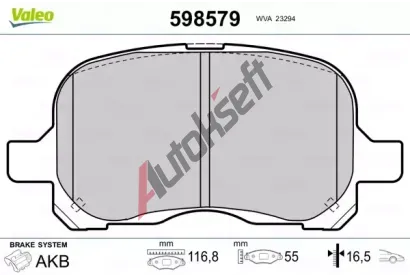 VALEO Sada brzdovch destiek kotouov brzdy VA 598579, 598579